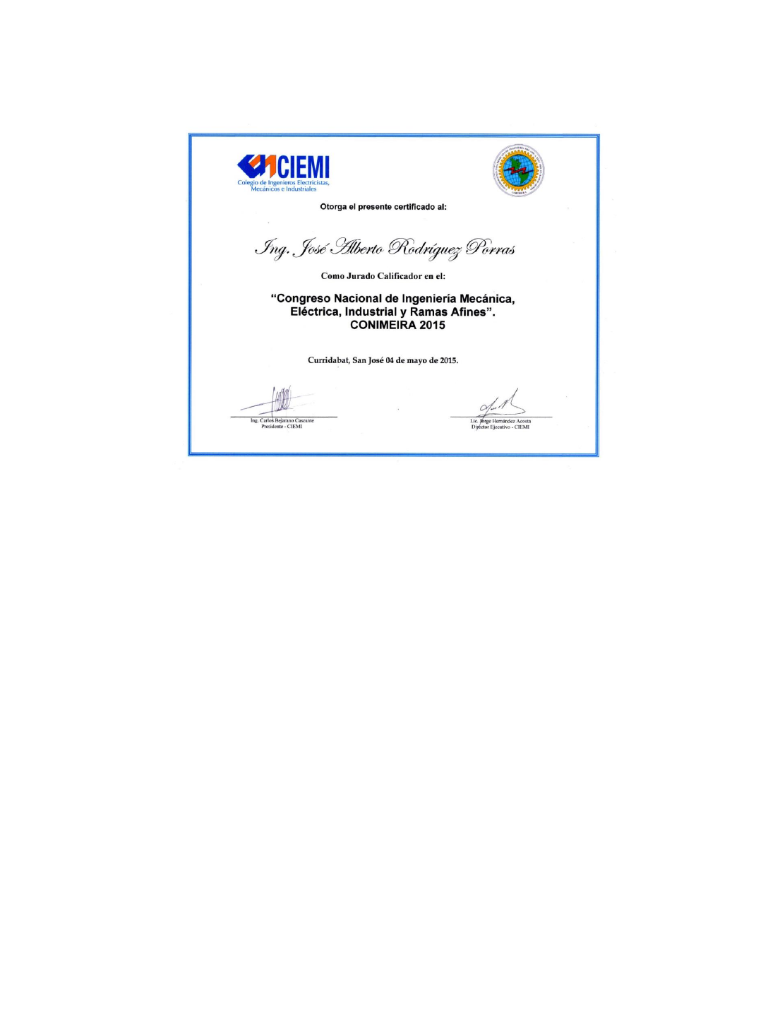 Certificado CIEMI CONIMEIRA